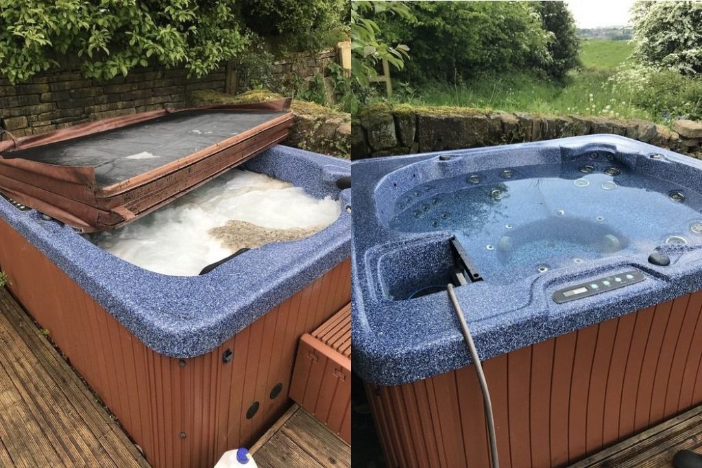 Hot tub before and after cleaning